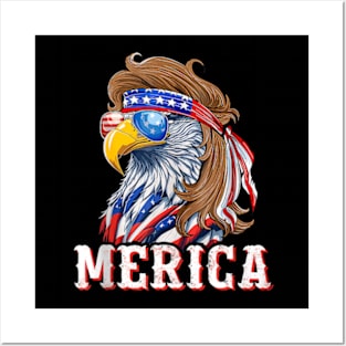 Eagle Mullet 4Th Of July Usa American Flag Merica Posters and Art